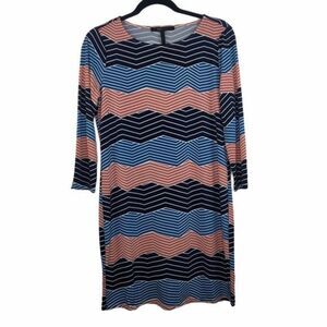 Bcbgmaxazria Womens' Long Sleeved Shift Dress Multi Digital Wave Size Small